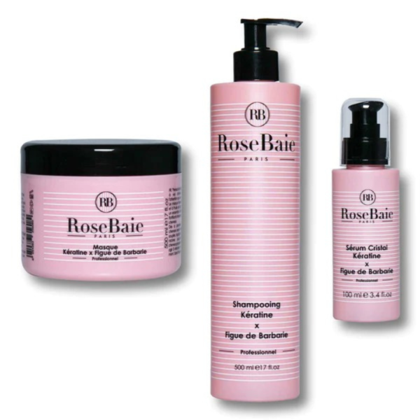 Gamme Rosebaie Trio Figue de Barbarie et Kératine - Shampoing, masque et sérum